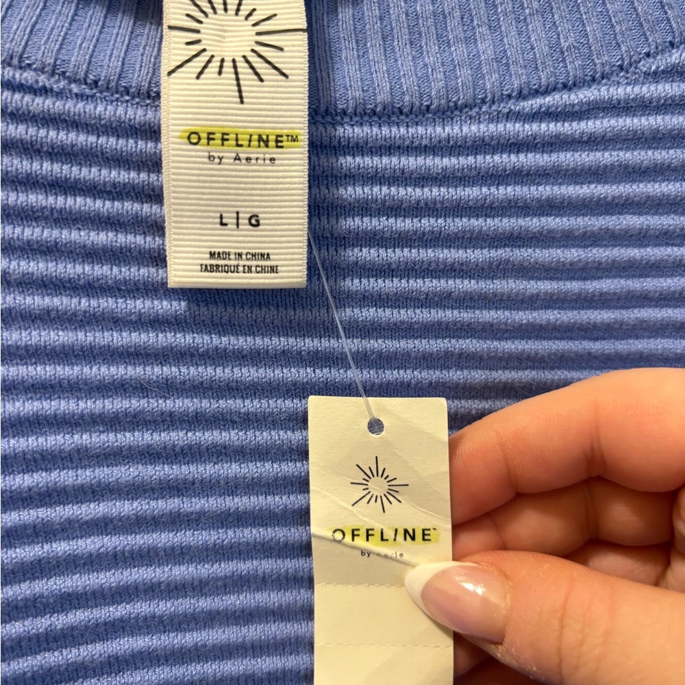 aerie OFFLINE™ Ribbed Off-the-Shoulder Sweater in Periwinkle Blue